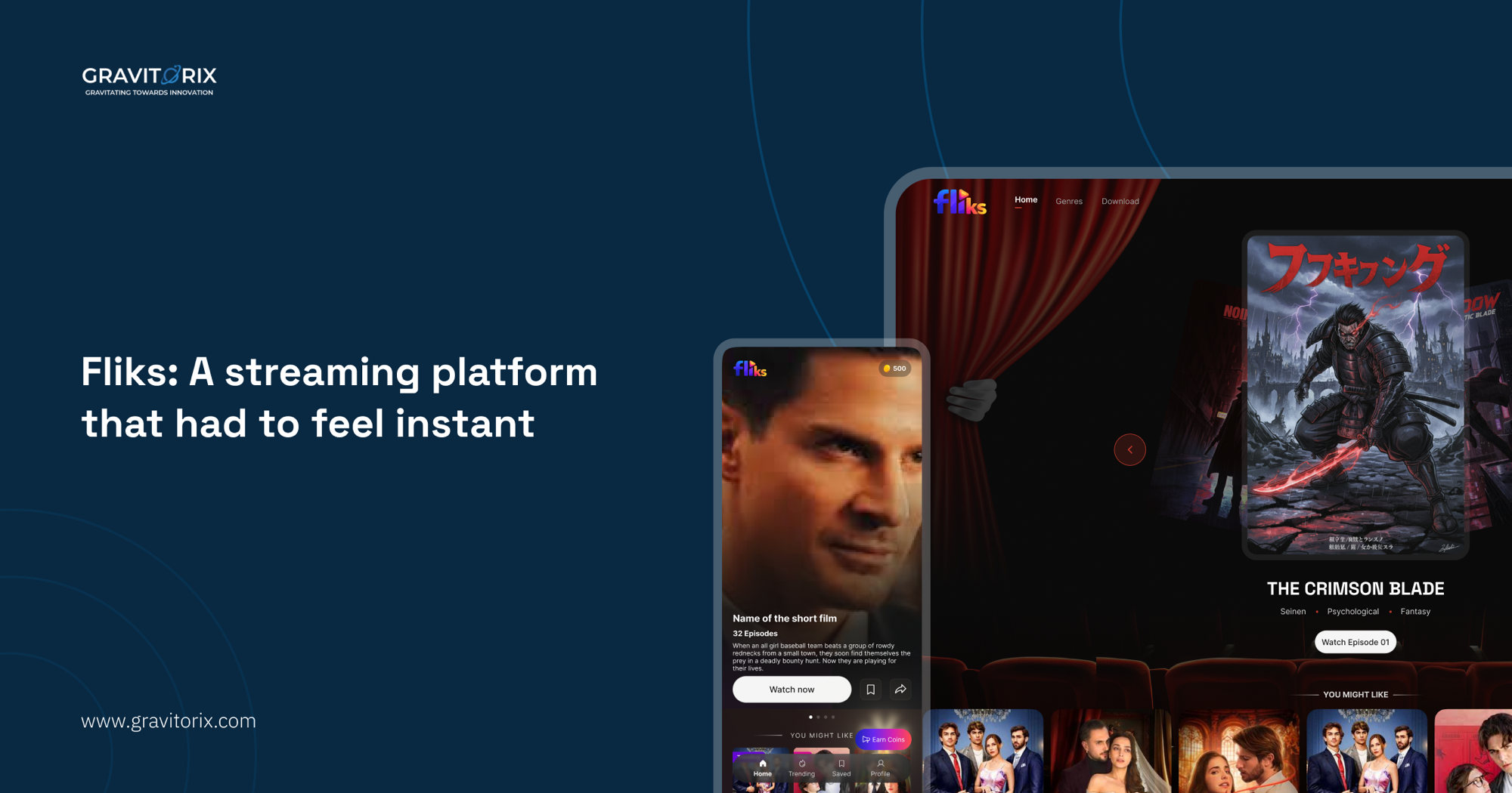 Fliks — the streaming platform shown on mobile and desktop
